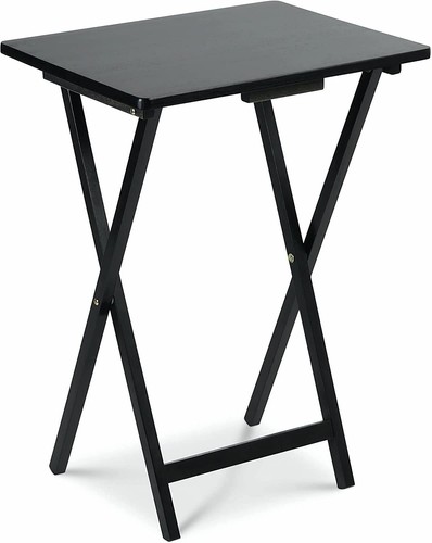 Folding snack table black - snack, wood