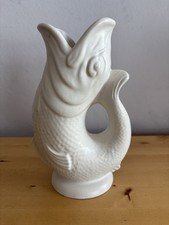 Vintage Dartmouth POTTERY WHITE Gurgle glug Fish Jug