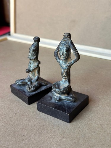 Pair antique dogon bronze - antique,