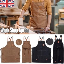 Waxed Canvas Work Shop Apron Heavy Duty Woodworking with Tool Pocket Unisex Chef