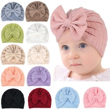 Newborn Baby Girls Infant Jacquard Soft Hat with Bow Knot Cap Wheat Ear Elastic