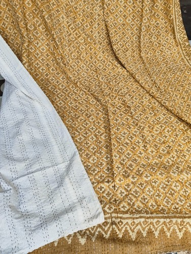 Cotton kantha quilt handmade - cotton,