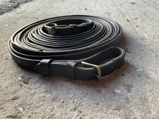 Black Leather Carriage Driving Single Reins Size Pony