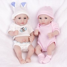 10" Reborn Baby Dolls Full Vinyl Silicone Realistic Newborn Girl/Boy/Twins Doll