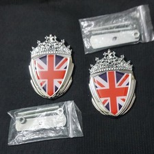 2x Chrome U.K. Flag Silver