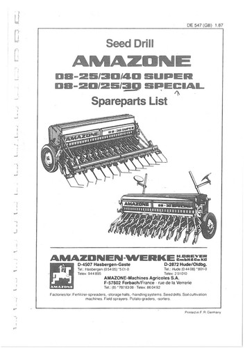 Amazone seed drill - amazone, d8-30