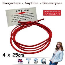 4x25cm kabbalah red string - red,
