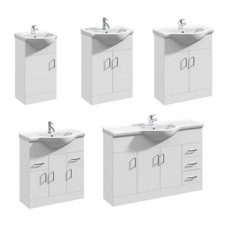 Bathroom Basin Vanity Unit & Sink Soft-Close Cabinet Modern White Cupboard White