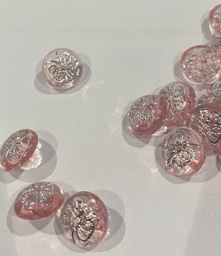 Pink shank buttons with - , silver