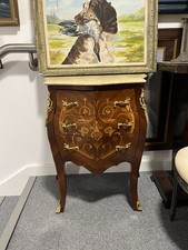 Petite Kingwood Bombe 3 Drawer French Marble Topped Chest of Drawers / Commode