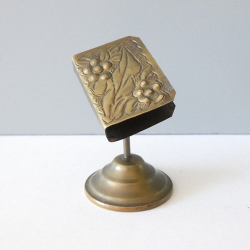 Brass match box holder stand - brass,