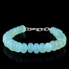 Best Offer 182.50 Cts Earth Mined Blue Chalcedony Round Shape Beads Bracelet