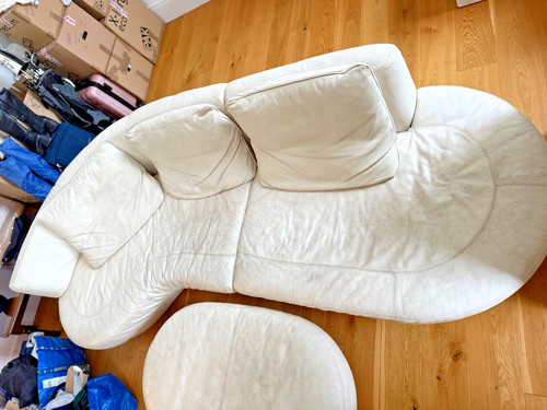 Natuzzi white leather curved - natuzzi,