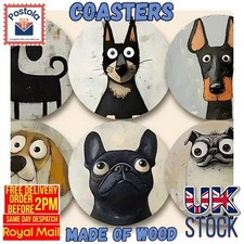 Funny Dog Wooden Coasters Set