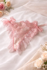 Mens pink lace ruffle thong - mens,