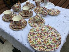 James Kent Du Barry tea set for 5 1930s bone china floral chintz