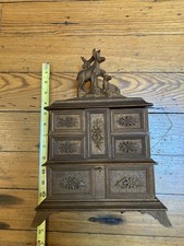 1900 ANTIQUE BLACK FOREST /SWISS BRIENZ CARVED JEWELRY BOX WITH MUSIC BOX 2 Tune