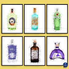 Gin Bottle Prints Splatter Art