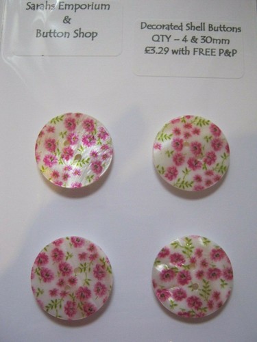 Large decorated shell buttons - shell,