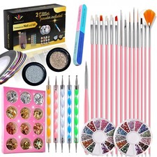 Nail Art kit Accessories, 15pcs Nail Art Brushes, Nail Dotting Tools,Stripping