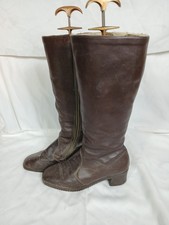 Unbranded Brown Leather Knee High Low Heeled Boots Size 6 UK Womens