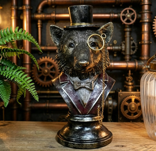 Gentleman wolf bust with - gentleman,