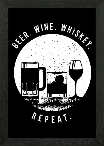 Beer wine whiskey framed wall - wine,