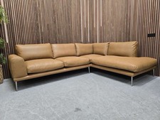 Designer Label Bellagio RHF Corner Sofa In Highland Tan Aniline Leather