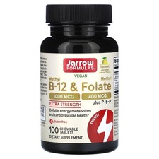 Jarrow Formulas B12, B6 (P-5-P) & Folate, Lemon Flavour, 100 Lozenges