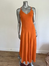 TED BAKER Maxi Dress TB 2 UK 10 Marrlyy Orange Ribbed Knit V Neck NEW RRP £122