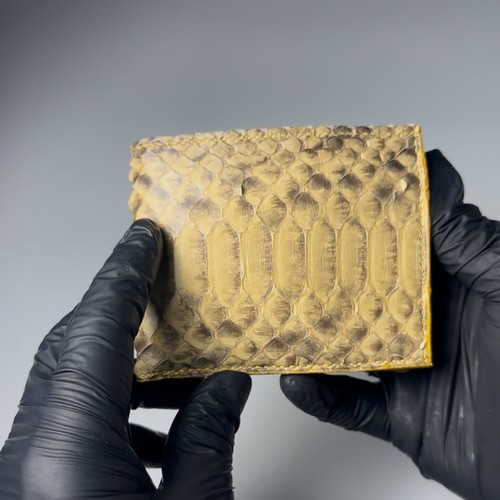 Mustard yellow python bifold - yellow,