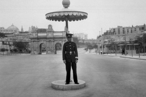 Traffic policeman standing - , in
