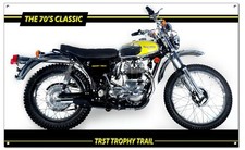 THE 70'S CLASSIC TR5T TROPHY TRAIL MOTORCYCLE ART METAL SIGN. 16" X 10".