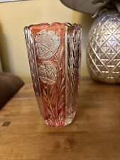 Vintage Rosaline 24% Lead Crystal Ruby Red Rose Glass Vase. Made In Germany