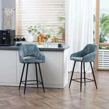 Bar Stools Set of 2, Velvet-Touch Fabric Counter Height Bar Chairs
