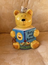 Teddy Bear Shaped China Biscuit Cookie Jar With Lid Buns And Biscuits Rayware 
