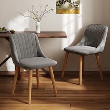 Goeurvant Set of 2/4/6 Dining Chairs Upholstered Velvet Grey Kitchen Wooden Leg