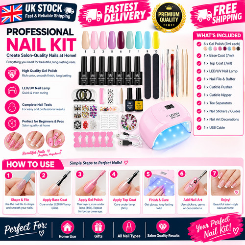 Gel nail polish kit - polish, led