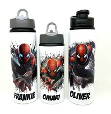 Spiderman Inspired Personalised Flip Top Straw Kids Water Sports Bottle School
