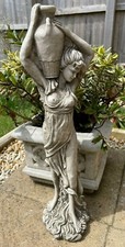 Lady With Wine Jug Stone Garden Statue | Outdoor Classical Sculpture Ornament 