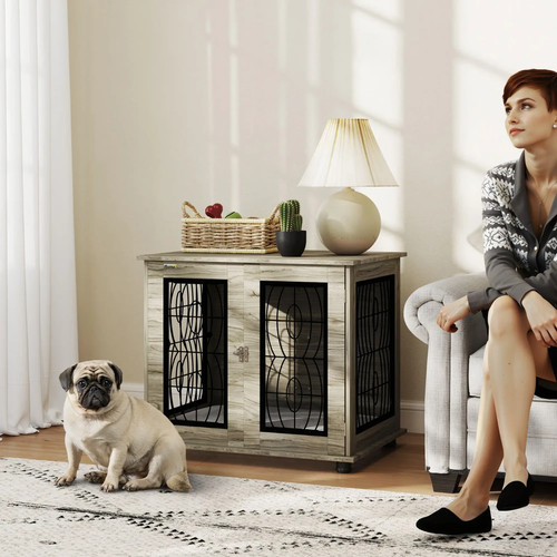 Indoor dog crate - dog, table