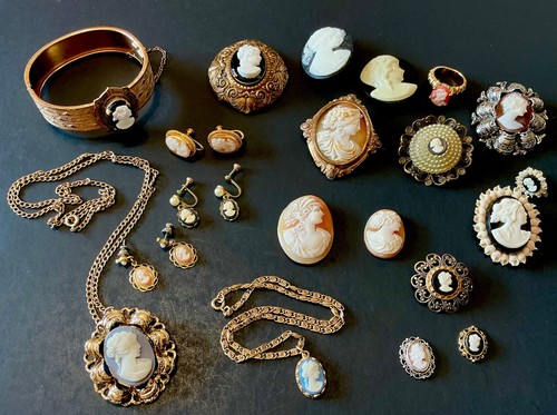 Vtg cameo jewelry - vtg, lot