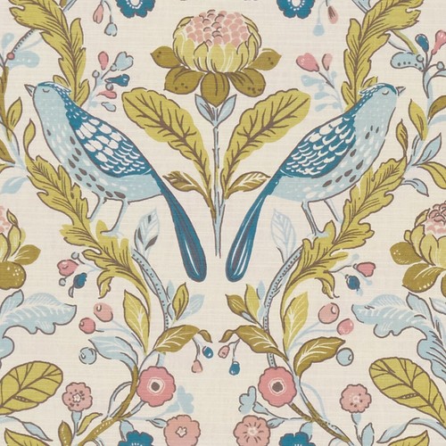 Orchard birds teal blush pvc - orchard,