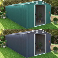 8X6ft 12X10ft Garden Storage Shed Metal Tool House with Double Door & Foundation