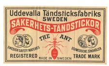 The Ant Swedish Safety Matchbox Crate Label Sweden