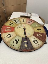 Vintage Wall Clock, 34 cm Farmhouse Wooden Wall Clock with Large Arabic Numerals