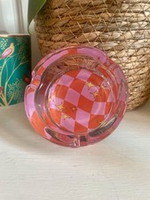 Retro Pink Glass Ashtray 70s