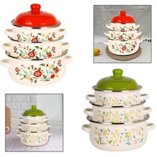 Set of 3 enameled pots for induction hobs, gas ovens