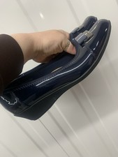 Pavers Ladies Wedge Shoes Navy