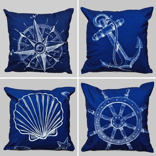 Nautical marine cushion covers - cushion,